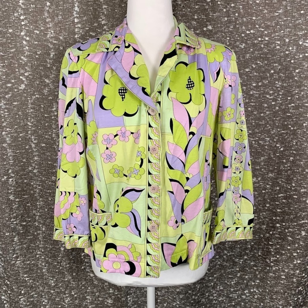 Vintage Averardo Bessi Floral Button Up Shirt Colorful Retro Groovy Women's 14